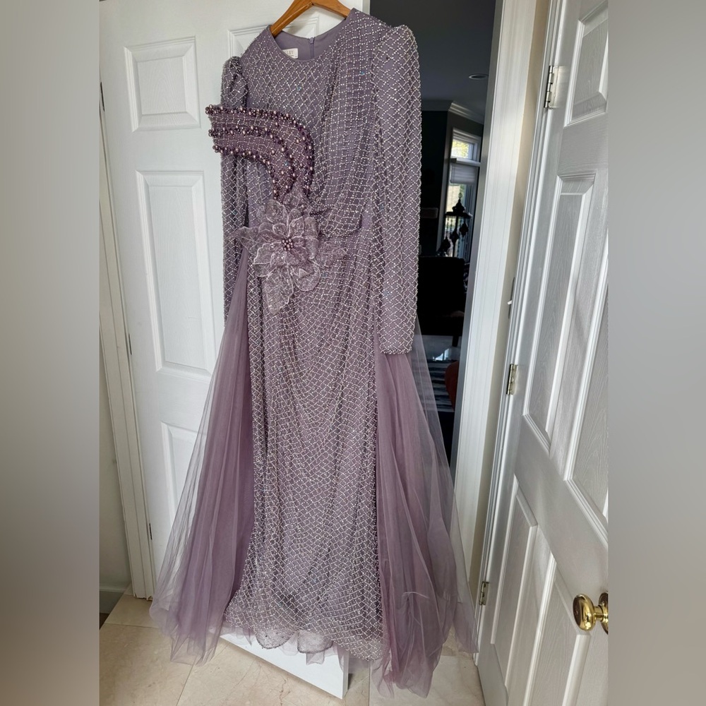 Elegant Lavender Beaded Gown